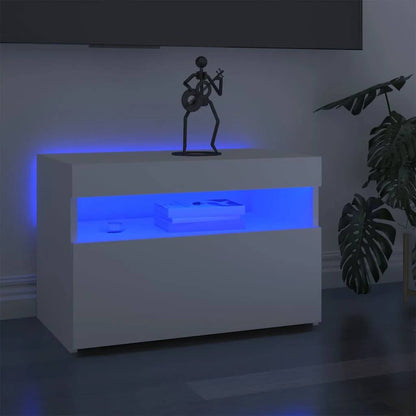 291194 - vidaXL Komodinë TV me drita LED, e bardhë, 60 × 35 × 40 cm