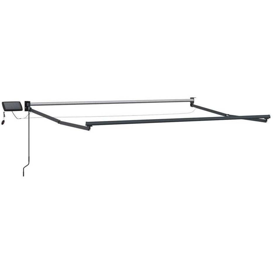 334516 - vidaXL Tendë dielli manuale e tërheqshme me LED solar, 5 × 3 m, pa pëlhurë