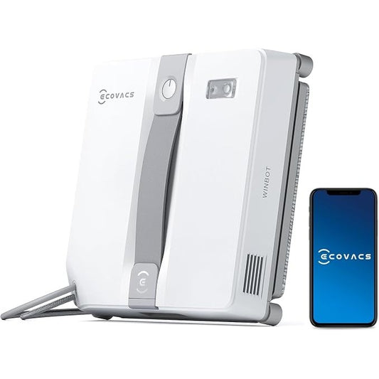 116248 - ECOVACS WINBOT MINI Roboti i Pastrimit të Xhamave, Dizajn Kompakt, Gryka të Dyfishta me Spërkatje Ultrasonike, Sistem Mbrojtjeje me 9 Faza, Planifikim Inteligjent i Shtegut, 3 Mënyra Pastrimi
