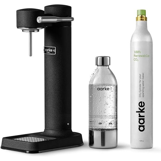 175017 - AARKE CARBONATOR 3, Karbonator Uji prej Çeliku Inoks në Ngjyrë të Zezë Mate, i Pajtueshëm me Cilindra CO2 60L, Shishe PET 1L pa BPA, Prodhues Uji të Gazuar për Ujë Çezme