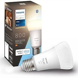 192587 - PHILIPS Hue, Llambë LED E27 e Bardhë e Ngrohtë, Pako me 1 Llambë (806 lm), e Errësueshme, Kontrollues me Zë dhe Aplikacion, Përshtatshmë për Sistemin e Ndriçimit Hue