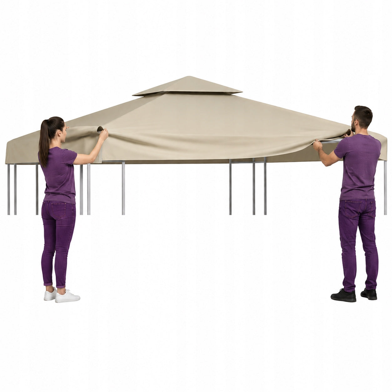 270083 - vidaXL Mbulesë për Altanë Kopshti – 310 g/m², Ngjyrë Bezhe (3 m)