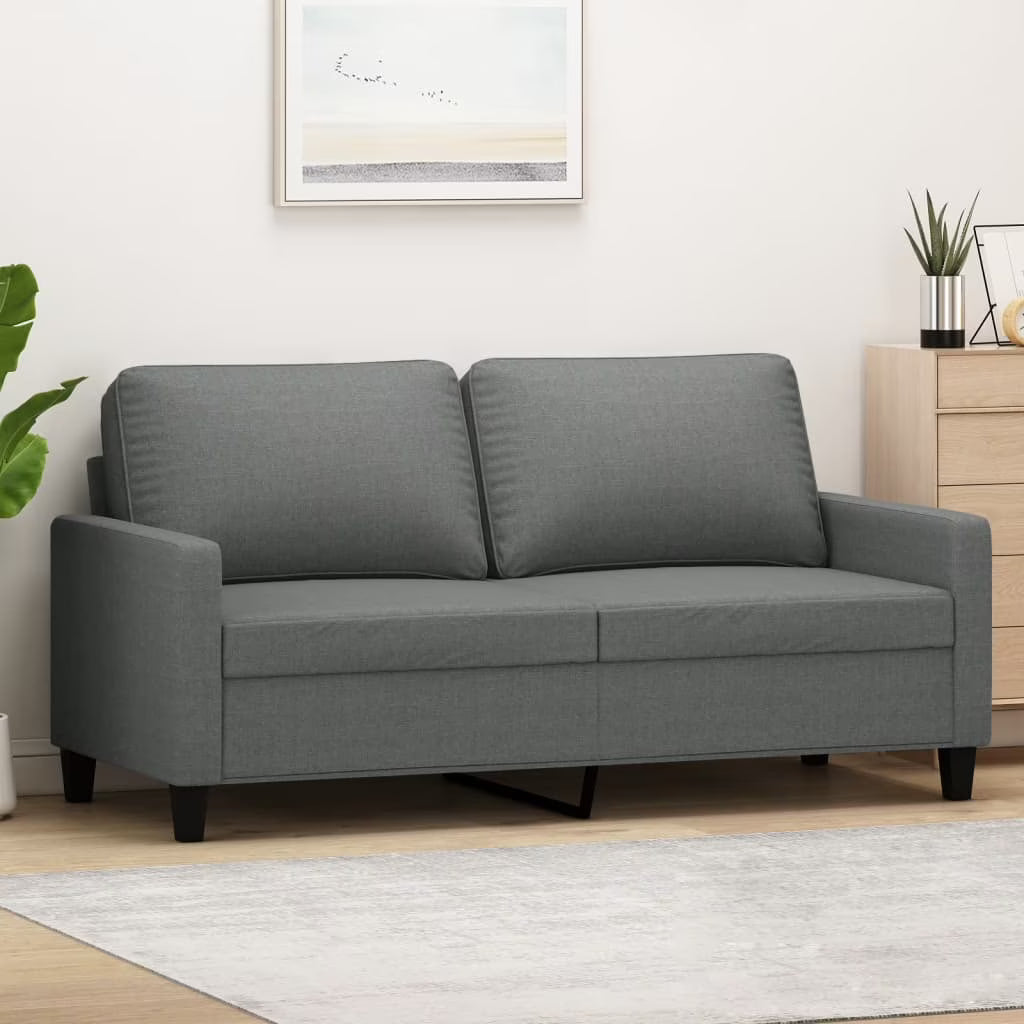 265102 - vidaXL Divan 2-Ulësesh 140 cm – Pëlhurë Gri e Errët