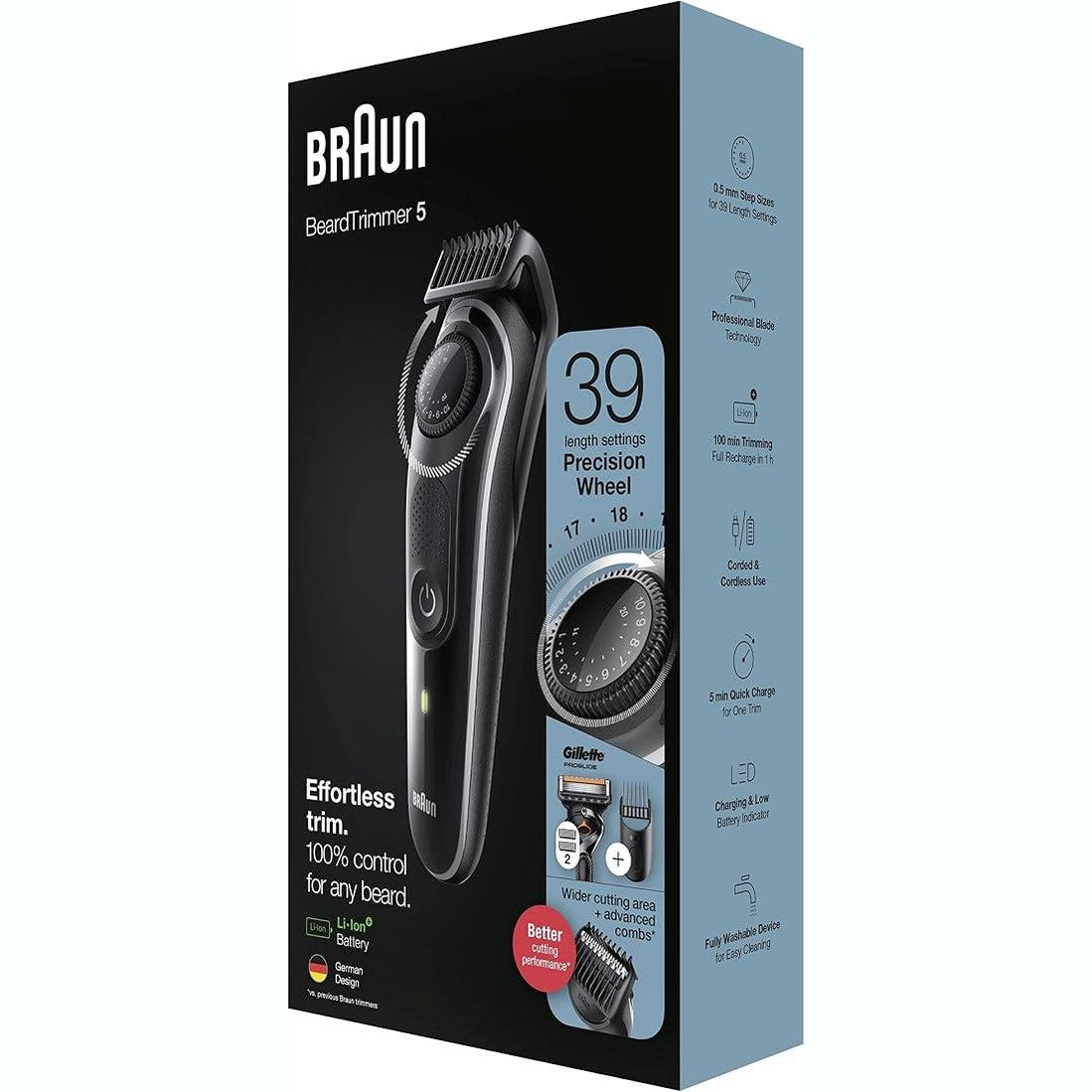 281074 - Braun BT5342 Series 5 – Trimer për mjekër dhe flokë, për fytyrë dhe kokë, me tehe të mprehta dhe jetëgjata, 39 nivele rregullimi të gjatësisë, ideal për meshkuj dhe si dhuratë.