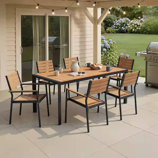 244436 - vidaXL Tavolinë Kopshti / Patio – Ngjyrë Kafe, Alumini dhe WPC 190cm.