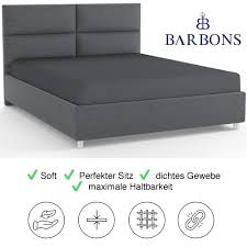 206651 - BARBONS Çarçaf me Kornizë 120x200cm, Material 100% Pambuk, Xhersi i Çertifikuar Oeko-TEX, Përshtatet për Shtrat dhe Dyshekë deri në 27cm - Gri e errët