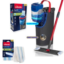 204311 - VILEDA Set Fshesësh Dyshemeje H2PrO me Kovë, Sistem Pastrimi Higjienik me Mikrofibër, Ndarje 100% e Ujit të Pastër dhe të Ndotur, Kursim uji, Ergonomik, Funskionim me Një Dorë, Ngjyra Gri