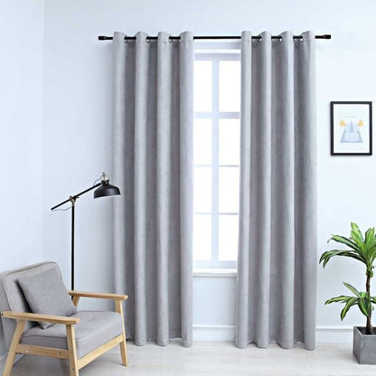 334001 - Perde errësuese vidaXL me unaza metalike, 2 copë, gri, 140x245 cm