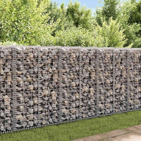 244445 - Muri gabion vidaXL me kapakë prej çeliku të galvanizuar