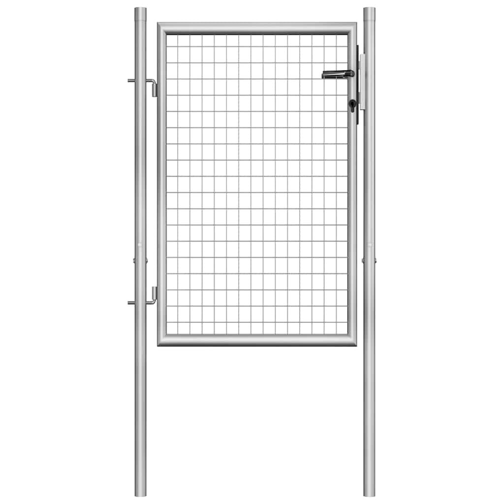 280011 - VIDAXL Portë Kopshti e Galvanizuar 100x100 cm Argjend