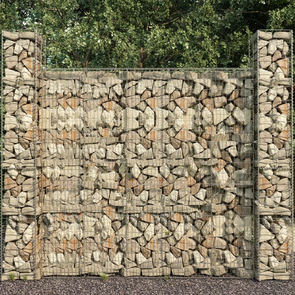 265010 - VIDAXL Shporta me gabion, 3 copë, celik i galvanizuar 25x25x197 cm
