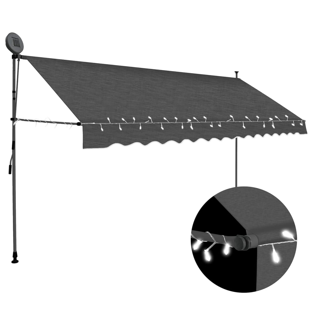 244417 - Tendë vidaXL e tërheqshme manuale me LED 400 cm Antracit