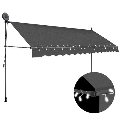 244417 - Tendë vidaXL e tërheqshme manuale me LED 400 cm Antracit