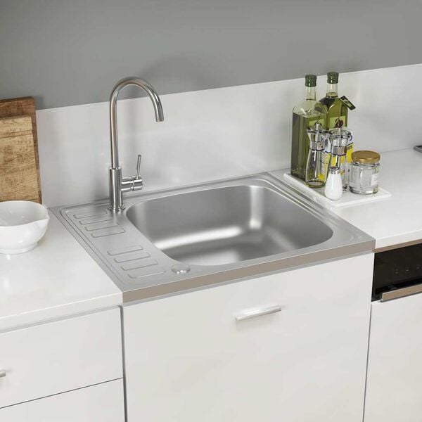 333019 - VIDAXL Set Lavaman Kuzhine me Kullues, Çelik Inoks 600x500x155 mm, Ngjyrë Argjendi