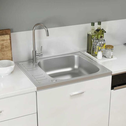 333019 - VIDAXL Set Lavaman Kuzhine me Kullues, Çelik Inoks 600x500x155 mm, Ngjyrë Argjendi