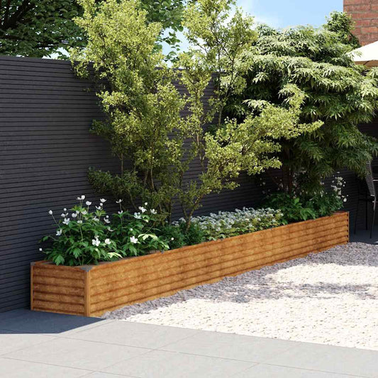 280034 - VIDAXL Shtrat i ngritur për kopsht 482x50x36 cm prej çeliku Corten