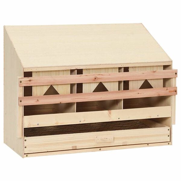 291047 - VIDAXL Fole për Pula me 3 Ndarje 72x33x54 cm Dru Pishe i Fortë