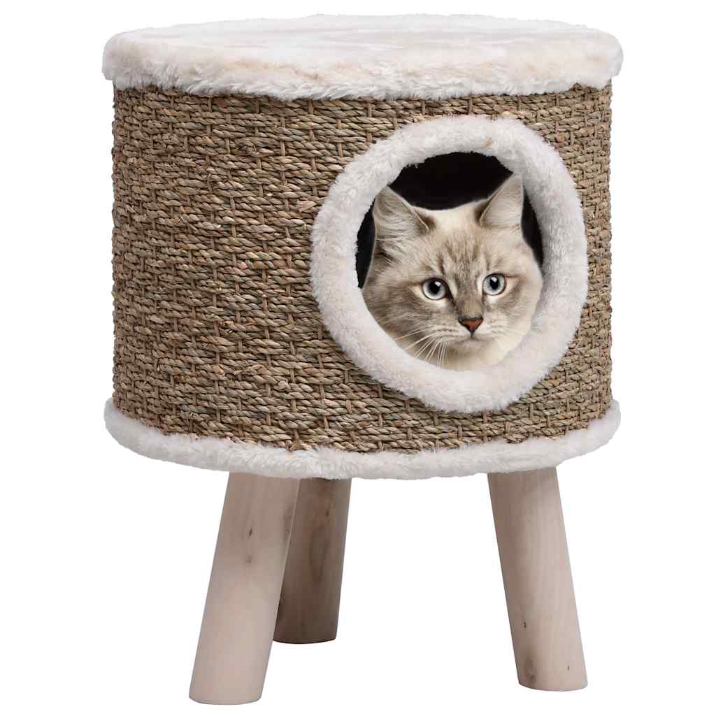 265103 - vidaXL Shtëpi për Macet me Këmbë Druri 41 cm prej Bari Deti