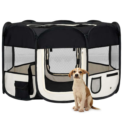 265046 - VIDA XL Lojëra për qen të palosshme me cantë mbajtëse 125x125x61 cm e zezë