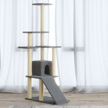 265047 - VIDA XL Pemë për Mace me Shtylla Kërcimi Sisal 155 cm Gri e Çelët