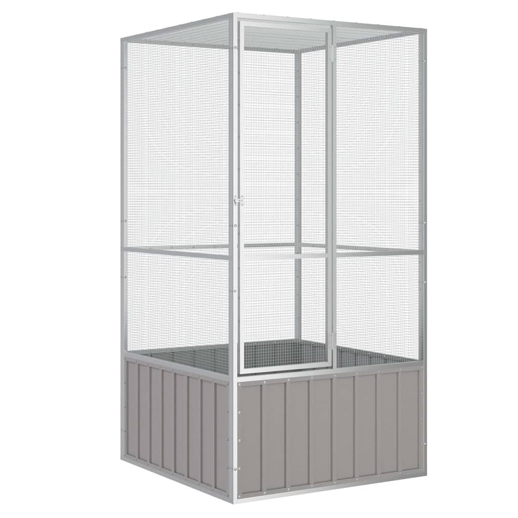 265048 - VIDA XL Kafaz zogjsh 111x107x211,5 cm Çelik i galvanizuar Gri