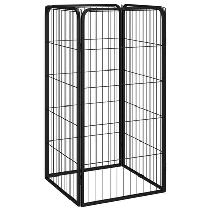 265051 - VIDAXL Karrige për Qen me 4 Panele, E Zezë 50x100 cm, Çelik i Lyer me Pluhur