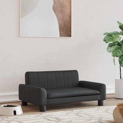 244363 - VIDAXL Shtrat Qeni i Zi 70x45x30 cm Lëkurë Artificiale