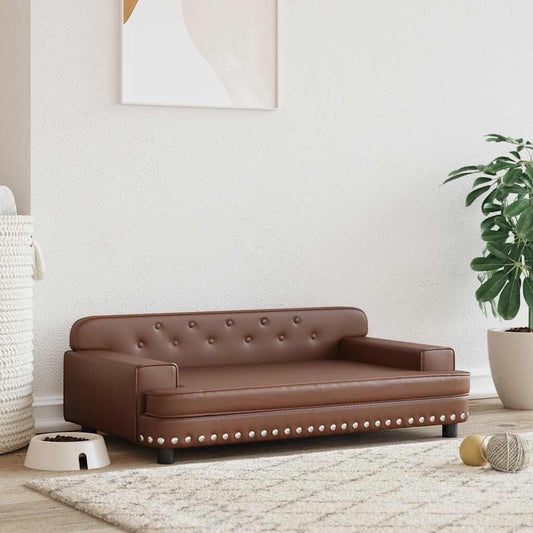 280053 - VIDA XL Shtrat Qeni Ngjyrë Kafe 90x53x30 cm Lëkurë Artificiale
