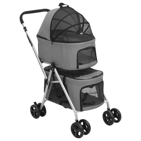 244368 - VIDAXL Karrocë Qeni me 2 Shtresa e Palosshme Gri 83x48x97 cm Pëlhurë Oxford