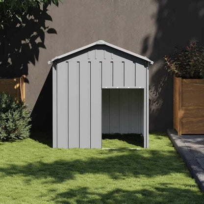 334047 - VIDAXL Shtëpi Qeni me Çati Gri e Çelët 117x103x123 cm Çelik i Galvanizuar
