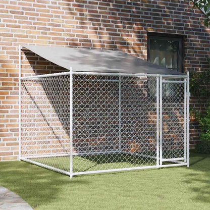 280057 - vidaXL Kafaz për Qen me Çati dhe Derë 2×2×2 m – Gri