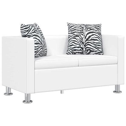 265106 - vidaXL Divan 2-Ulësesh prej Lëkure Artificiale – I Bardhë