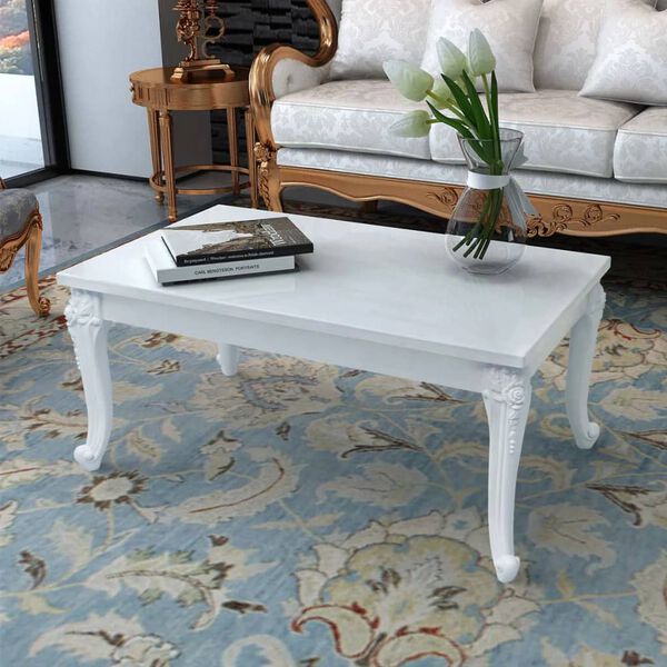 244379 - VIDAXL Tavolinë kafeje 100x60x42 cm E bardhë me shkëlqim të lartë