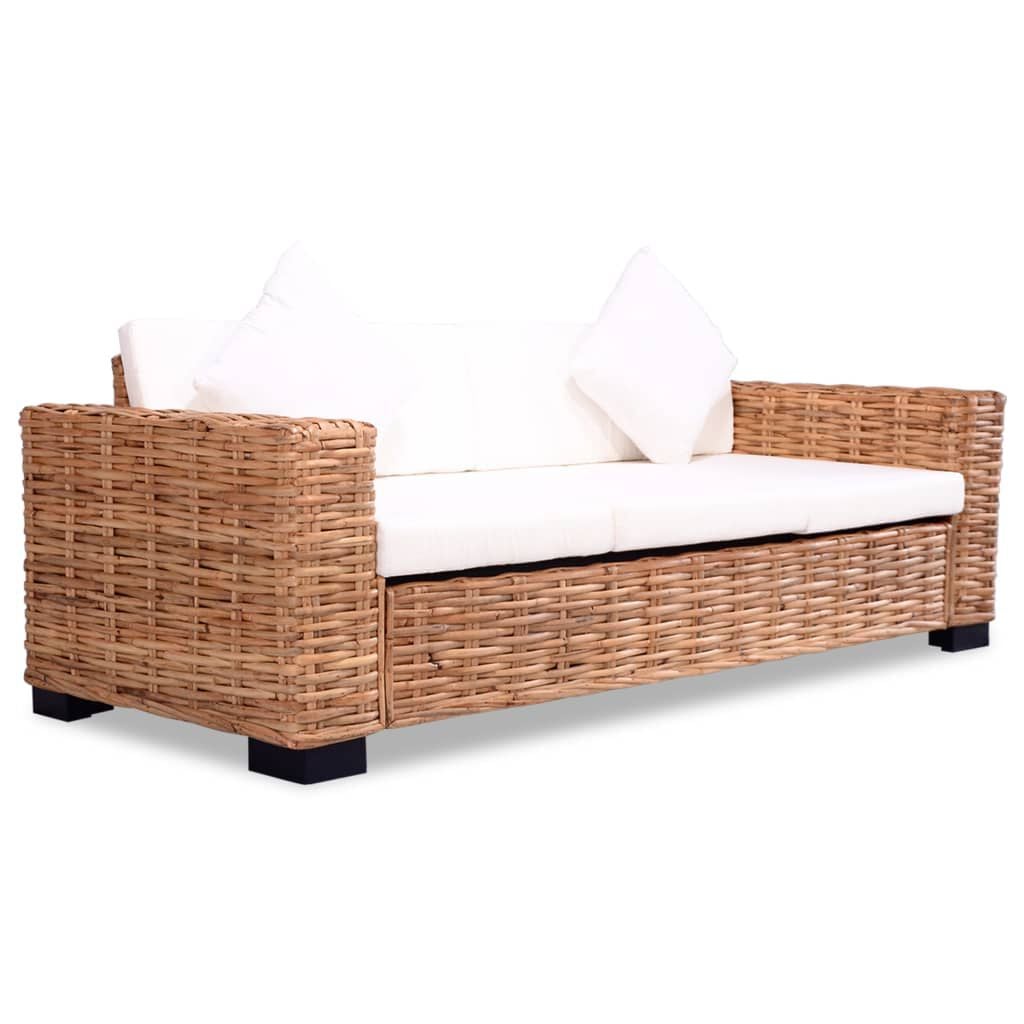 280066 - VIDAXL Divan me 3 Vende prej Ratani Natyral