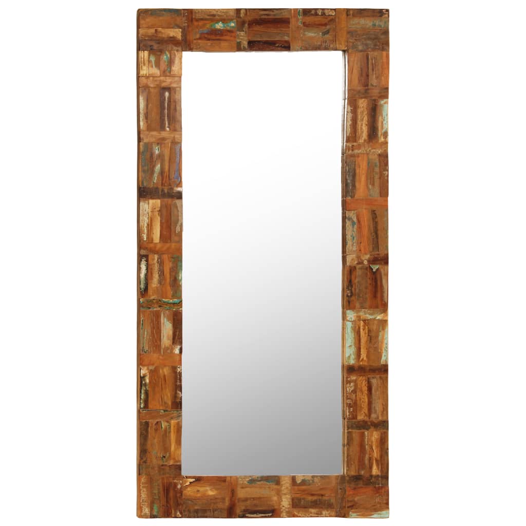 334059 - VIDAXL Pasqyrë Muri Dru i Fortë i Ricikluar 60x120 cm