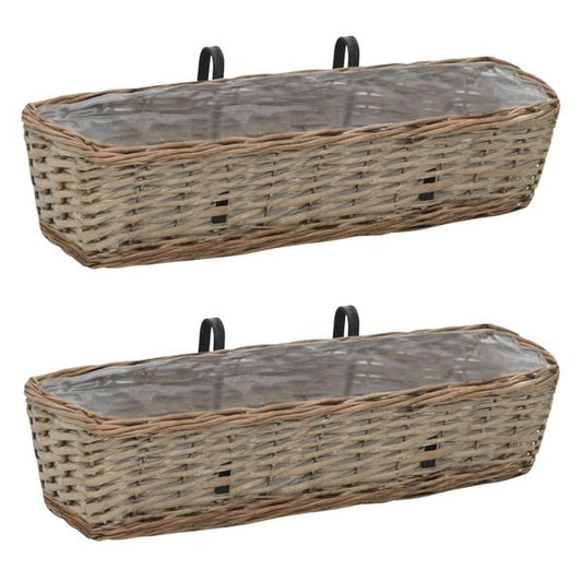 333218 - VIDAXL Vazo ballkoni 2 copë prej xunkthi me veshje PE 60 cm