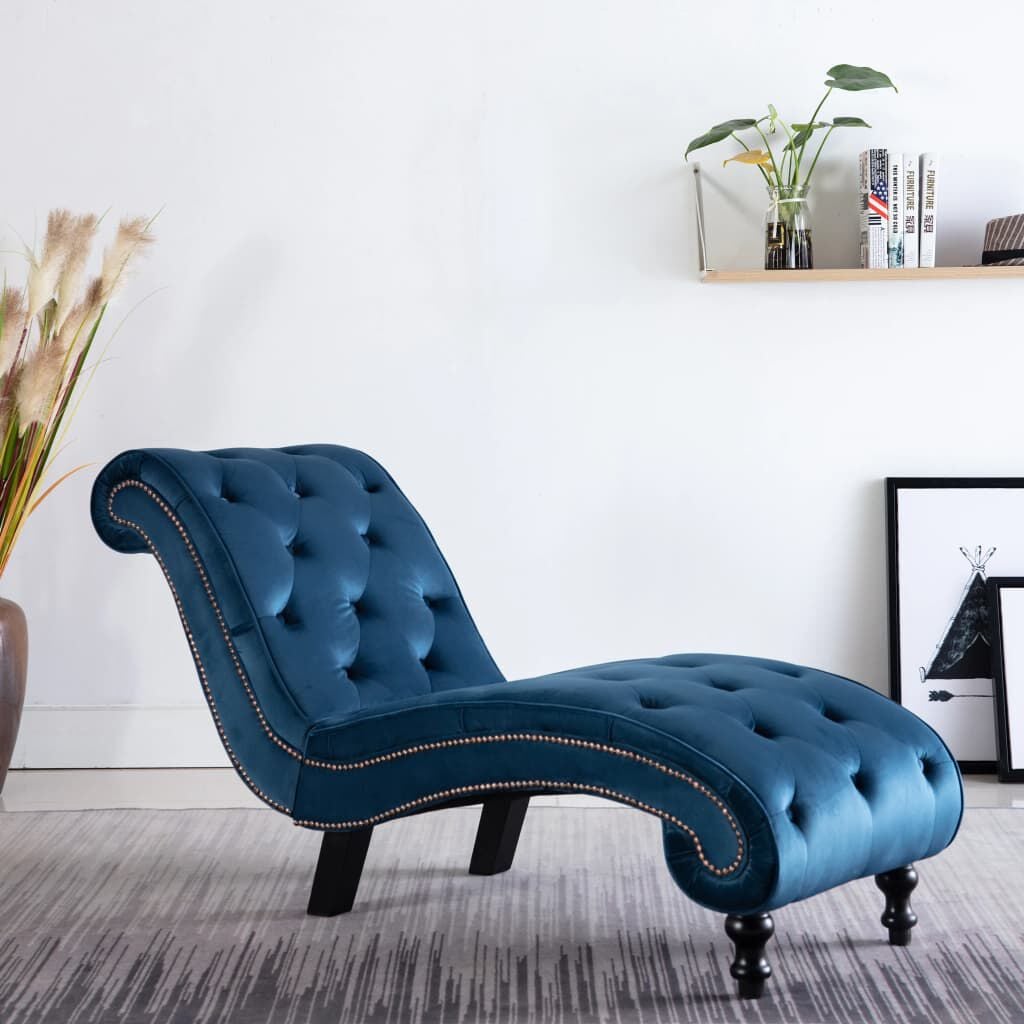 265066 - VIDA XL Shezlong Blu Kadifeje