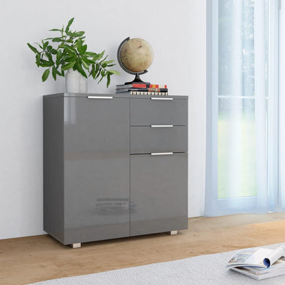 265074 - VIDAXL Bufe Gri me Shkëlqim të Lartë 71x35x80 cm Dru i Inxhinierizuar
