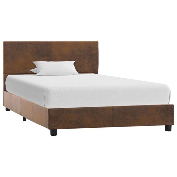 333072 - VIDA XL Kornizë Kreveti pa Dyshek, Lëkurë Faux Suede, Ngjyrë Kafe 100x200 cm