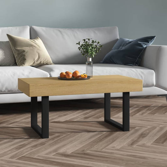 280075 - VIDA XL Tavolinë kafeje kafe e çelët dhe e zezë 90x45x40 cm MDF dhe hekur