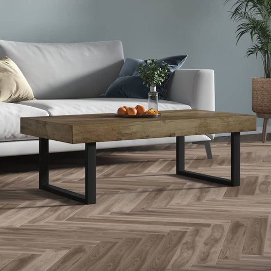 265077 - VIDAXL Tavolinë kafeje kafe e errët dhe e zezë 120x60x40 cm MDF dhe hekur