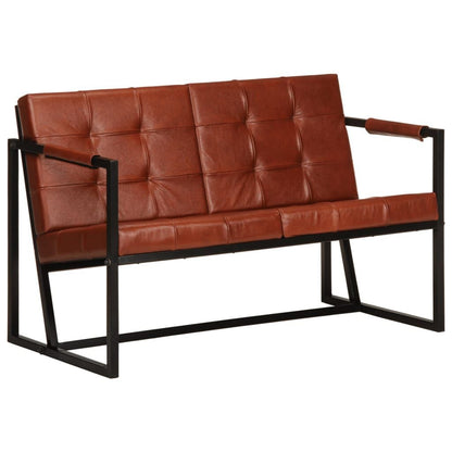 280077 - VIDA XL Divan 2-vendësh, Lëkurë Dhie e Vërtetë, Ngjyrë Kafe