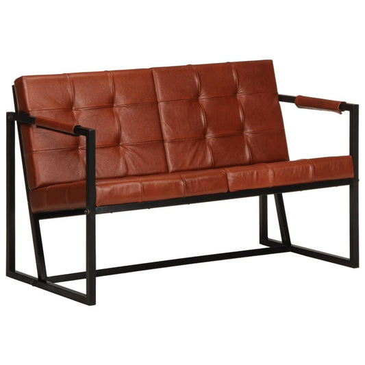 280077 - VIDA XL Divan 2-vendësh, Lëkurë Dhie e Vërtetë, Ngjyrë Kafe