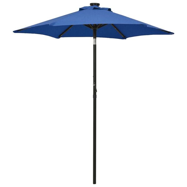 291084 - VIDAXL Çadër dielli për kopsht me drita LED, ngjyrë blu azure, alumini 200x211 cm