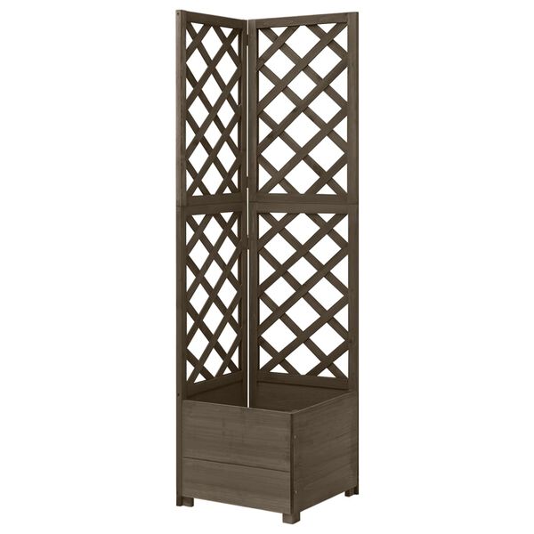 244410 - VIDA XL Vazo këndore me rrjetë Gri 40x40x150 cm prej druri bredhi të fortë