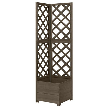 244410 - VIDA XL Vazo këndore me rrjetë Gri 40x40x150 cm prej druri bredhi të fortë