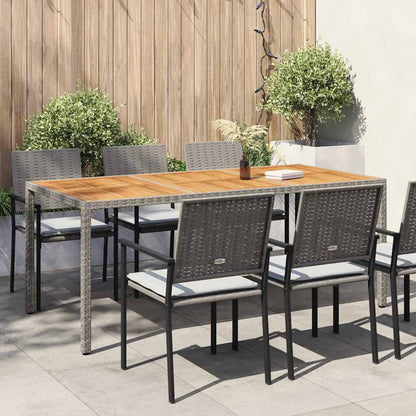 265096 - VIDA XL Tavolinë Kopshti 190x90x75 cm, Ngjyrë Gri prej Polietileni Ratan dhe Druri Akacie