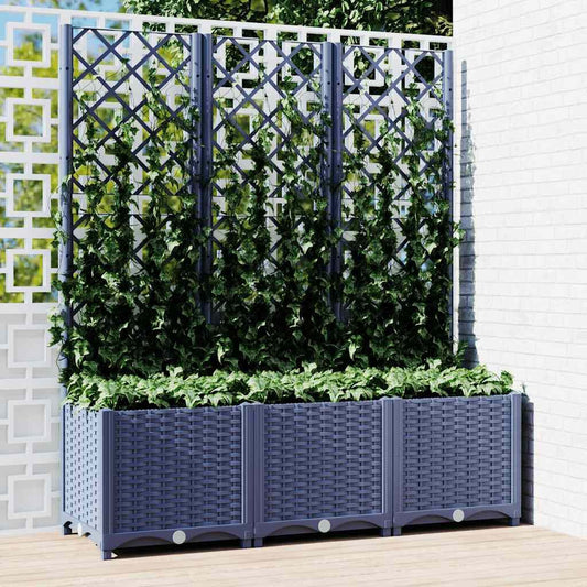 280129 - VIDAXL Vazo kopshti me rrjetë gri blu 120x40x136 cm, PP