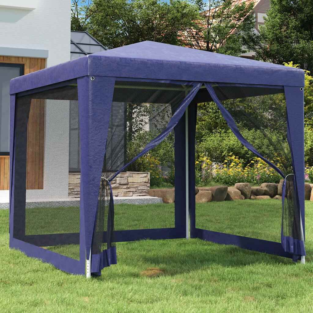 265139 - VIDAXL Tendë për festa me 4 mure anësore rrjetë Blu 2,5x2,5 m HDPE
