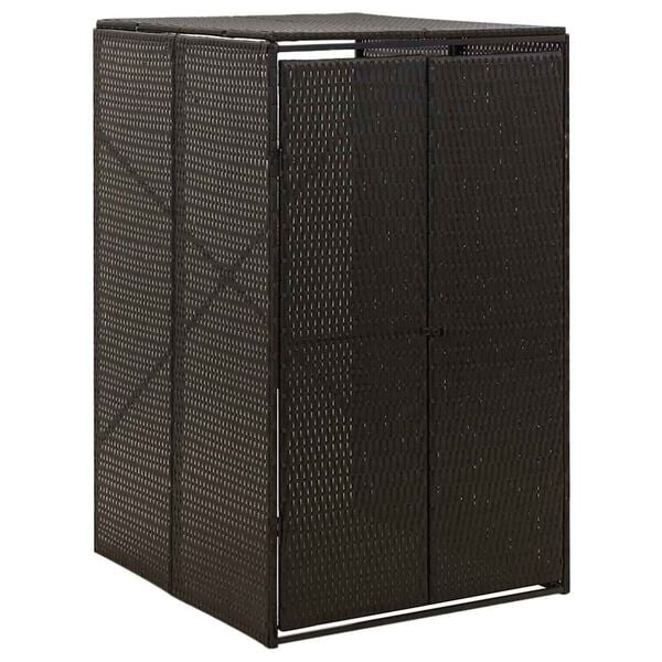 291127 - VIDA XL Kasolle me tre pjese, e zezë 207x80x117 cm, prej polietileni, prej ratani